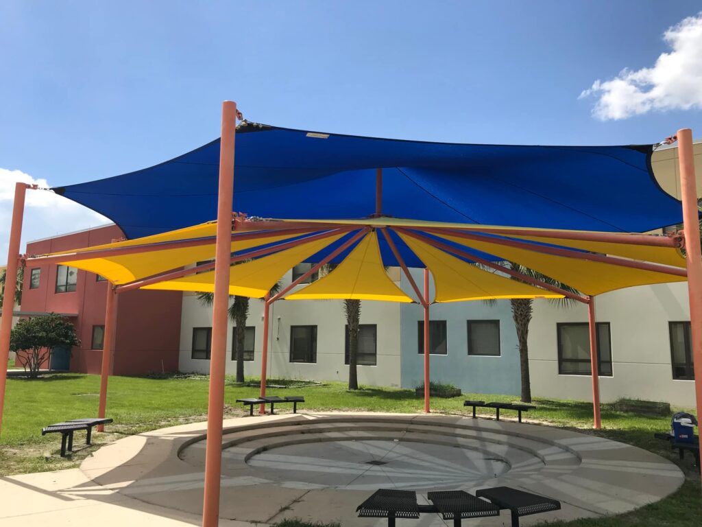 image of shade structure covering seating area