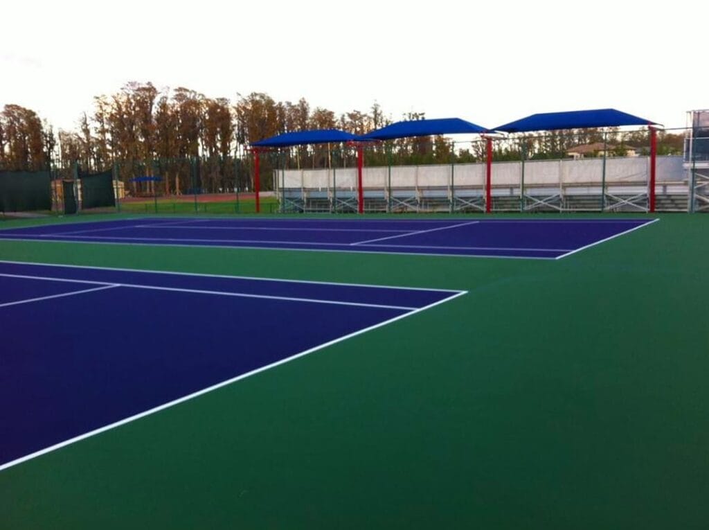 image of blue tennis courts
