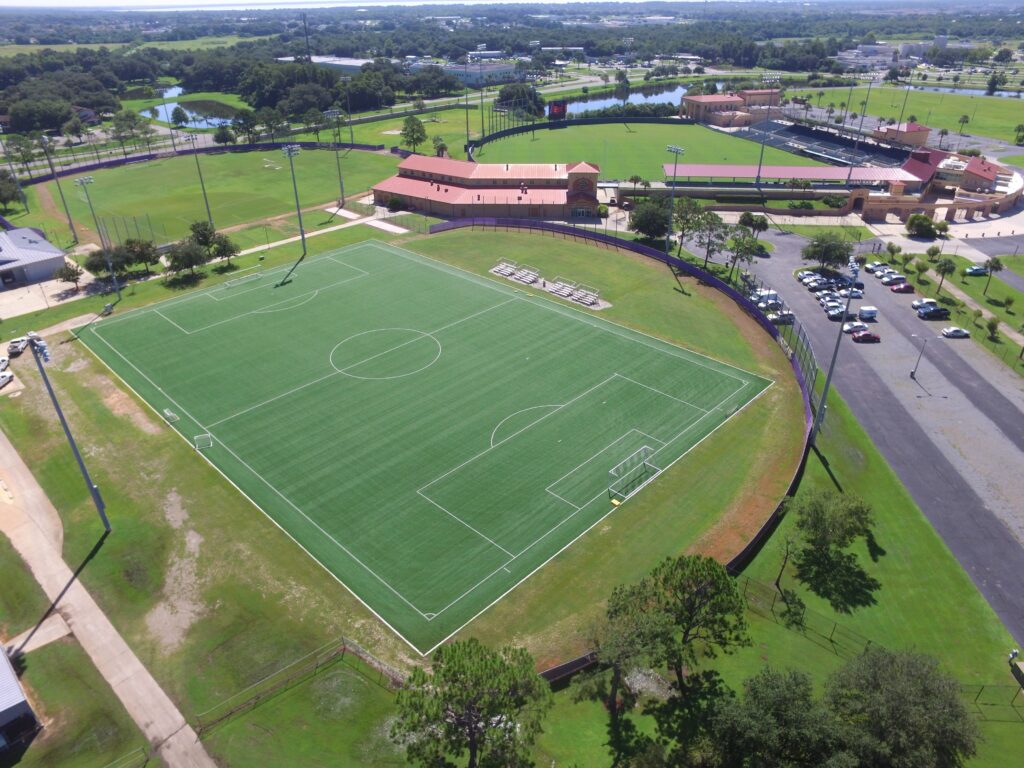 aerial image of orlando city turf soccer field