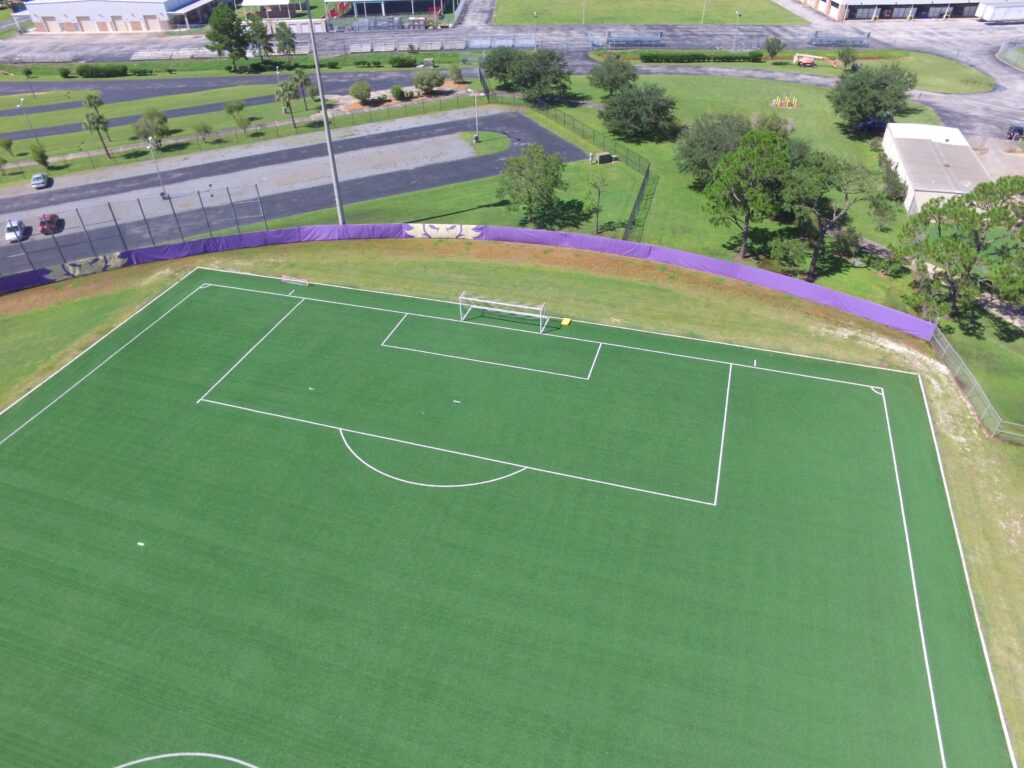 aerial image of orlando city turf soccer field
