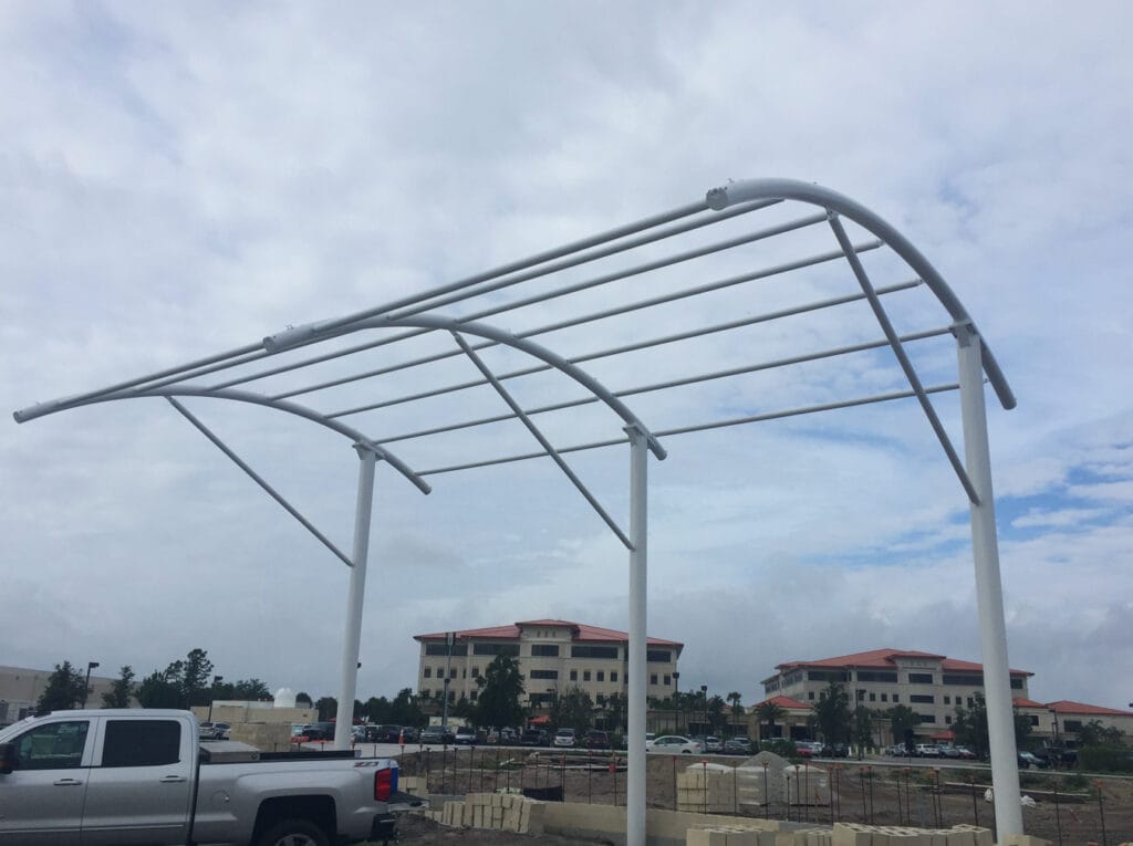 image of shade structure in progress without covering