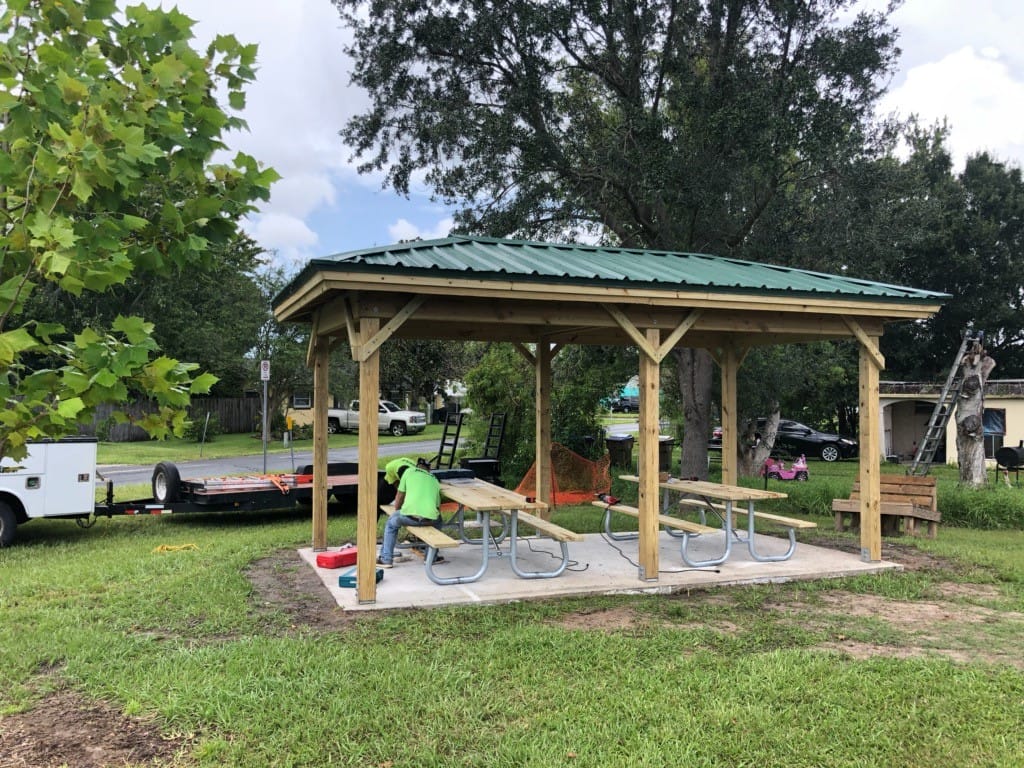 image of shade structure development over playground and picnic area
