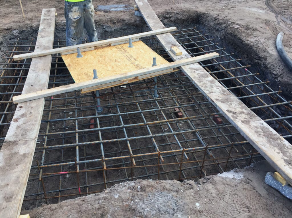 image of rebar installation for base of shade structure